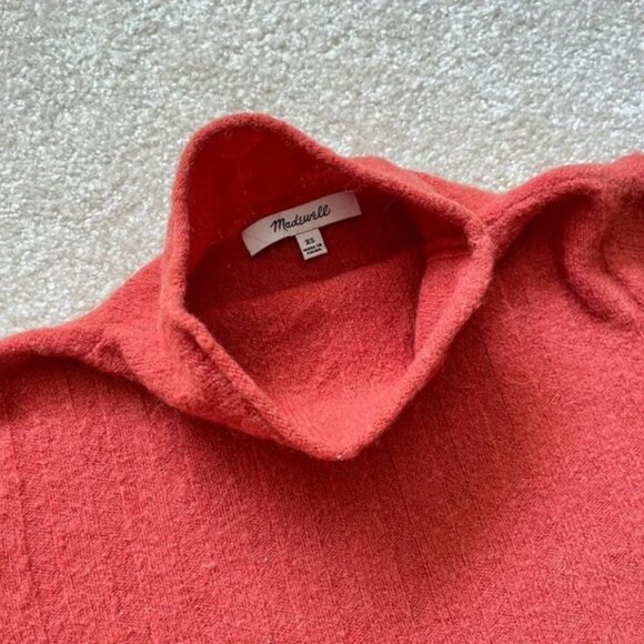 Madewell Wool Sweater, Burnt Orange, Size XS, Ribbed Mock Neck Turtleneck - Picture 2 of 2